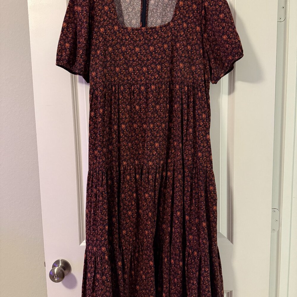 Madewell Aidy Square-Neck Tiered Midi Dress in Orchard Floral Size 12